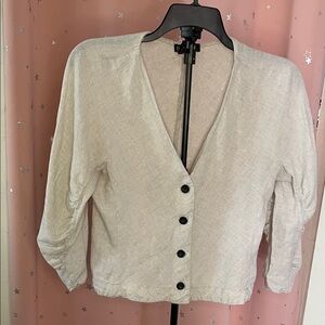 Zara Light Beige Button-Down Blouse